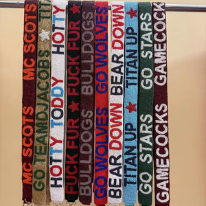 Sangles de ceinture robustes perlées pour le sport et le soutien des équipes universitaires, texte personnalisé, entièrement personnalisables avec nom et logo d'équipe - Product Image 1