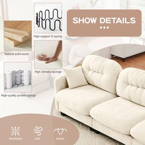 Elegante Divano Modulare a Tre Posti in Morbido Tessuto Chenille, Design Trapuntato e Plissettato, Braccioli Ergonomici, per Soggiorno - Product Image 6