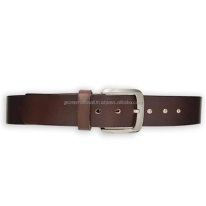 Ceinture décontractée en cuir véritable 100% Top Grain pour hommes avec boucle à broche unique nickelée et vis Chicago pour le changement de boucle - Product Image 3