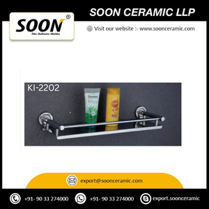 SOON Wall Mounted Stainless Steel Three-Layer Towel Rack Over 40cm <b>Chrome</b> Finish Eco-Friendly Modern Bathroom 3 Bars <b>Hooks</b> - Product Image 4