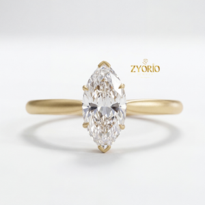 Marquise Cut Lab Grown Diamond Sterling <b>Silver</b> Wedding Party Engagement <b>Ring</b> Matte Finish Domed <b>Solitaire</b> Band - Product Image 5