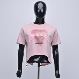 เสื้อยืดผู้หญิงพรีเมียมรักษ์โลก ผ้าฝ้ายปักเลื่อมลายเชนีล งานปักลายพิเศษ พิมพ์ลาย ตัดเย็บด้านหลัง แขนสั้น คอกลม - Product Image 1