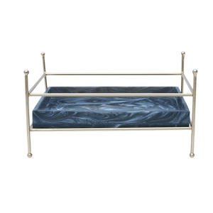 Plateau de service décoratif en résine avec poignée métallique, plateaux de rangement, plateau de luxe en résine époxy sans poignée, fournisseur en gros - Product Image 2