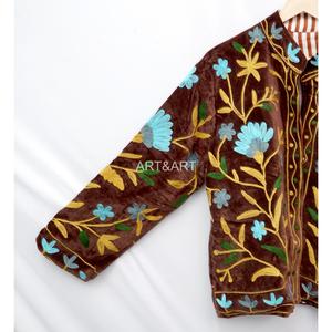 Mix Assorted Color Velvet Suzani Embroidered Stripe Quilted Eco-Friendly Floral Pattern Bohemian Artisanal Free Size Jacket - Product Image 3