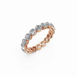IGI Certified VVS Clarity Radiance Lab Grown Diamond Eternity Band Round Brilliant Cut 18kt Gold Luxury <b>Ring</b> for Women - Product Image 4