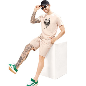 Ensemble T-shirt et short pour homme, été, respirant, personnalisable avec logo, haute qualité, service OEM, tissu tricoté 100% coton - Product Image 3