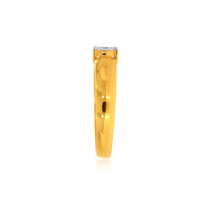 Oval Glow <b>Men</b> Solitaire <b>Ring</b> Elegant Wide Band Round Solitaire Diamond <b>Ring</b> in 18K Yellow Gold - Product Image 4