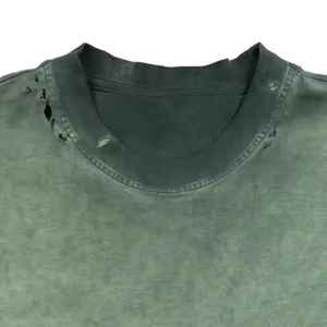 T-shirt décontracté pour homme, vert uni, manches courtes, respirant, tricoté, teinture unie, pour l'été - Product Image 3