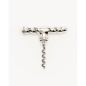 Sacacorchos de metal vintage en forma de T, de aleación de zinc plateada, con mango ondulado de diseño único, herramienta accesoria para bar, en oferta - Product Image 3