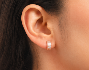 Boucles d'oreilles créoles Feuille d'inspiration naturelle avec Zircon Cubique, finition Or Rose, en Argent Sterling Tendance, Bijoux de Mode, Prix de Gros pour Mariage - Product Image 4