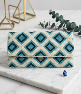Elegant Handmade Beaded Foldable Evening Clutch Women Designer Pearl Embellished Wedding Party Luxury Ethnic Style Refratex - Product Image 5
