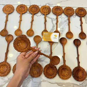 Vietnam Factory Wooden Spoon Flower Shape Natural Wood Kitchen Utensil Handmade Cooking Spoon Bulk Export - Product Image 1