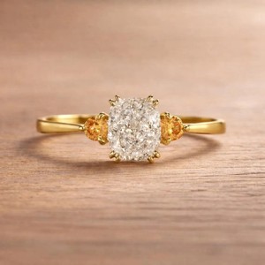 Trilogy <b>Ring</b> Peach Morganite Accents Anniversary <b>Ring</b> DEF Color VS VVS Clarity 10K 14K 18K Solid Gold Cushion Lab Grown Diamond - Product Image 6