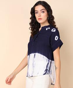Maaesa เสื้อมัดย้อมผ้าเรยอนสำหรับผู้หญิง, เสื้อลำลองแขนสั้นคอลเลกชั่นดีไซน์เนอร์เสื้อฤดูร้อนน้ำหนักเบา - Product Image 2