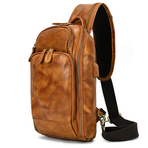 Bolso de Pecho de Cuero para Hombre, Bolso Bandolera Multifuncional, Bolso de Hombro de Piel de Vaca de Primera Capa 2025 - Product Image 1
