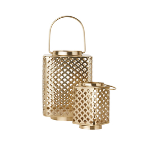 Portavelas hexagonal hecho a mano de latón y vidrio con acabado dorado, lámpara decorativa vintage tipo huracán para velas de té, para el hogar. - Product Image 4