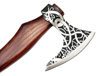 Nouvelle Hache Viking, Cadeau Idéal, Hache à Main Médiévale Viking Forgée à la Main en Acier à Haute Teneur en Carbone, Manche en Bois de Frêne, Tête Barbelée, Utilisation en Cuisine