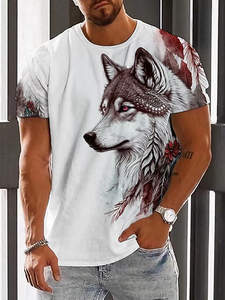 T-shirt pour homme, nouveau design, imprimé en 3D avec motif de loup, été, décontracté, coupe régulière, confortable, manches courtes, tricoté - Product Image 4
