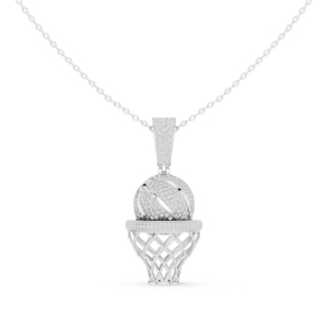 Colgante de Baloncesto de Oro Rosa de 14K con Diamante Cultivado en Laboratorio, Corte Brillante Redondo, Joyería Deportiva, Regalo - Product Image 5