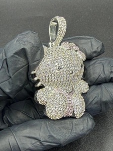 Colgante de Hello Kitty con Moissanita, Chapado en Plata, Estilo Hip Hop, Diseño de Dibujos Animados, Lindo, Unisex, Joyería para Regalo - Product Image 4