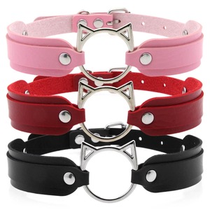 Black PU Leather Colors Hip Hop Leather Choker <b>Necklace</b> For Women Men Harajuku Gothic Punk Sexy <b>Cat</b> Pendant Torque - Product Image 3