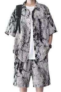 Ensemble deux pièces pour homme, chemise à manches courtes et short décontractés à imprimé hawaïen, personnalisable, respirant pour l'été - Product Image 5