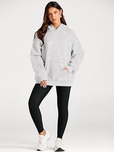 Sudadera con Capucha Extra Grande Personalizada para Mujer, con Logotipo Impreso, Color Sólido, Estilo Casual Urbano, Hombros Caídos - Product Image 5