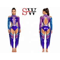 Tenue de majorette personnalisée pour adultes, combinaison de cheerleading brillante et légère, franges, strass, spandex/polyester, OEM