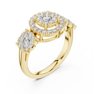Anillo de lujo chapado en oro amarillo/rosa/blanco con rodio, engaste halo a presión, para uso diario, boda o novia, con acento de piedra lunar para mujer - Product Image 2