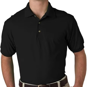 Camiseta de Verano Casual para Hombre, Negra, 100% Algodón, Sólida, Antiarrugas, de Punto, Manga Corta, Corte Regular, Cuello con Botones, Talla 6XL - Product Image 5