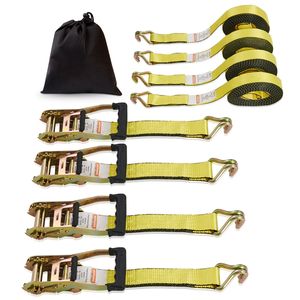 Set di 4 Cinghie Premium con Gancio a Doppia J per E-Track, 5 cm x 8,2 m, Resistenza alla Rottura 4500 kg, Capacità 5T, Include 4 Cinghie Imbottite - Product Image 4