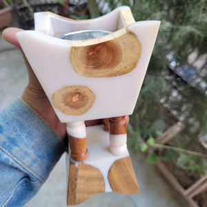 Handcrafted Eco-Friendly Epoxy <b>Resin</b> <b>Pine</b> Wood Bakhoor Burner Luxury Incense Holder | Modern Mabkhara Ramadan - Product Image 1