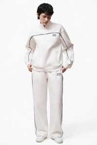 ONETEN APPAREL <b>White</b> Plus Size 2 in 1 <b>Tracksuit</b> Set Full Sleeve Loose Fit Casual Autumn Wear Hooded Zipper Fly Side Pockets - Product Image 1