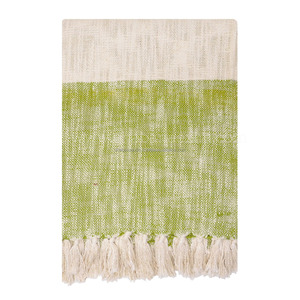 Manta de cama de algodón tejida a mano decorativa con borde de flecos de borla degradado de Color degradado fabricante de exportación indio - Product Image 1