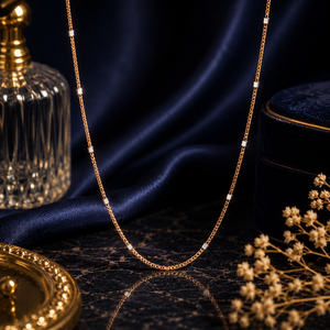 Collar de Cadena de Serpiente de Oro Rosa de 18K Sólido Namivaa con Detalles de Barra, Joyería Minimalista y Elegante para Mujer - Product Image 1