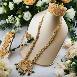 Long collier traditionnel CZ Antique Imitation Festival bijoux de mode plaqué mat pour anniversaire Zircon principal prêt à l'exportation - Product Image 3