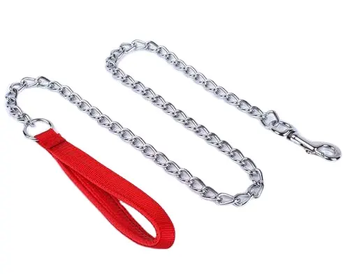 Stainless Steel Dog Leash Soft Padded Handle Rope Chain for Medium Large Dogs Pet Leashes Leads Durable Traction