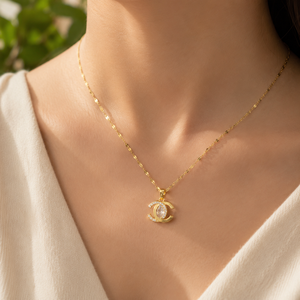 Classic Moissanite C Shape Pendant 10K Plated Yellow Gold Wedding Jewelry Brilliant Round Cut Diamond Pendants - Product Image 4