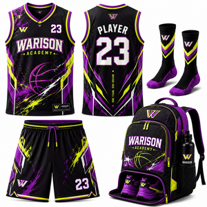Warison Industries Customized Basketball Uniform Kit Plus Size Sleeveless Sportswear Basketball Uniform Set With Socks And Bag - Product Image 6