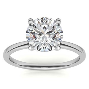 Anillo solitario de moissanita de corte redondo de 1.3 quilates, oro blanco macizo de 14K con engaste de garra, anillo de compromiso clásico para mujer - Product Image 1