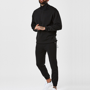 Survêtement décontracté gris uni pour homme, 100 % coton respirant, sweat-shirt à demi-zip avec poches latérales, idéal pour l'automne - Product Image 6