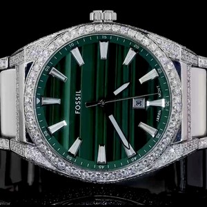 Montre unisexe de luxe avec diamants naturels, boîtier en acier inoxydable, cadran en verre bleu, mouvement mécanique automatique ETA, réserve de marche, 38 mm - Product Image 1