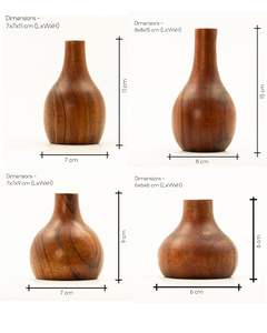 Set of decorative wooden <b>vases</b> with natural grain finish handcrafted style minimalist modern home décor accent pieces - Product Image 3