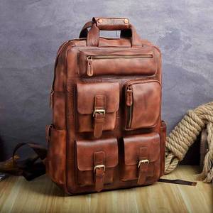 <b>Large</b> Capacity Waterproof <b>Leather</b> <b>Backpack</b> Vintage Anti-Theft Laptop Bag for Business Trip Rucksack LBP-0335 - Product Image 2