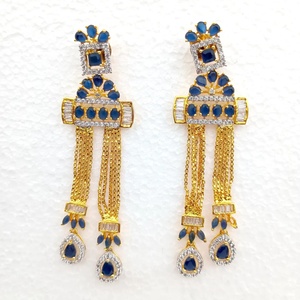 Pendientes de Aro de Latón con Rubí, Zafiro, Citrino y Circonita Cúbica, Bañados en Oro, Forma de Bola, Joyería Vintage para Fiesta - Product Image 2