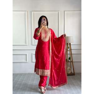 Hermosa ropa de fiesta para mujer Top Bottom Fancy Dupatta Set - Product Image 3