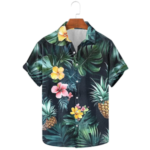 Chemise hawaïenne décontractée à manches courtes pour homme, style vintage, motif floral, en polyester, grandes tailles - Product Image 4
