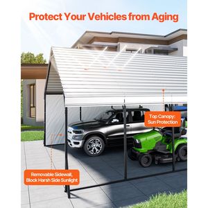 Robusto Carport in Metallo 20 x 20 Piedi con Tetto Resistente e Pareti Laterali Rimovibili per Parcheggio di 3 Auto, Garage Esterno Ombreggiato - Product Image 3