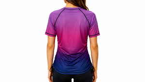 เสื้อยืดกันแดดแขนยาวไล่เฉดสีสำหรับผู้หญิง พิมพ์ลายแบบ Sublimation ระบายอากาศได้ดี แห้งเร็ว ผลิตจากโพลีเอสเตอร์ 180 กรัม เหมาะสำหรับการฝึกซ้อมกีฬา - Product Image 2