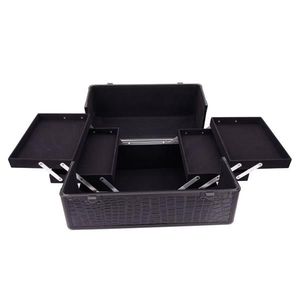 High-End Portable Foldable Black <b>Makeup</b> Organizer Inner Layers Cosmetics <b>Storage</b> Case - Product Image 5